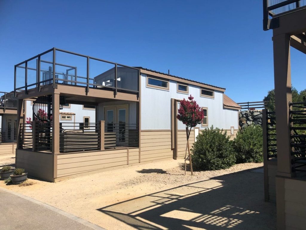 A photo of a container home.