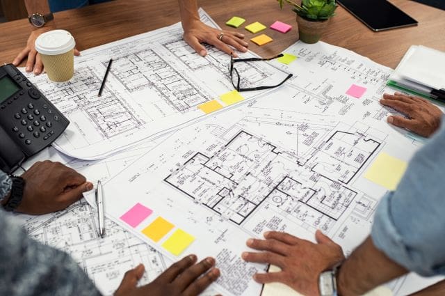A photo of house blueprints.